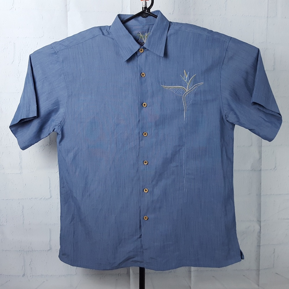 Bamboo Cay Mens Med Blue Short Sleeve Shirt